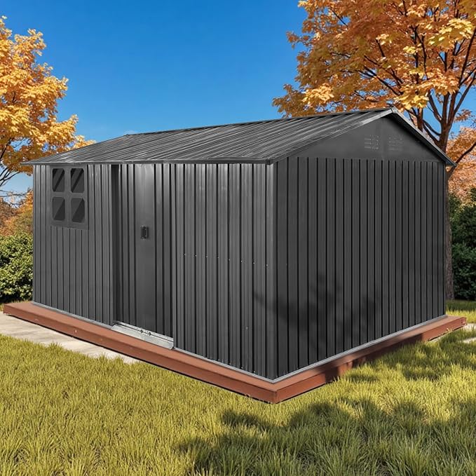 12x10 Ft Storage Shed Outdoor, XL Permanent Steel Building by Unknown