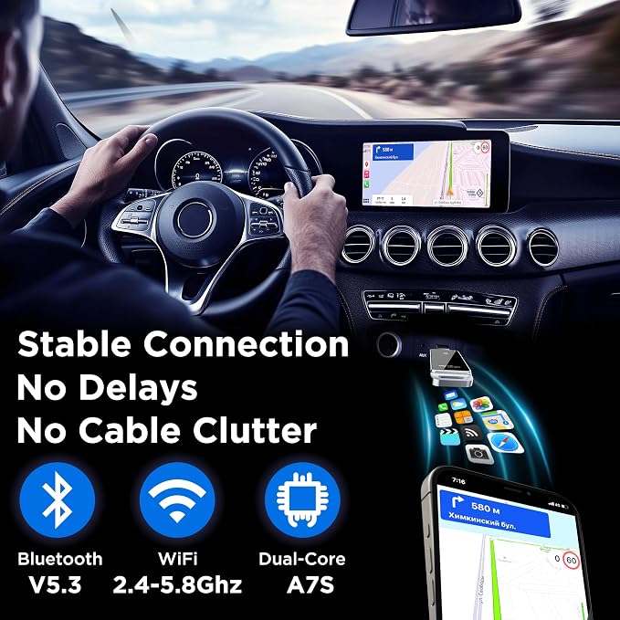 Wireless CarPlay Adapter 2024 Upgrade, Plug and Play, No Latency, Converts - Image 5