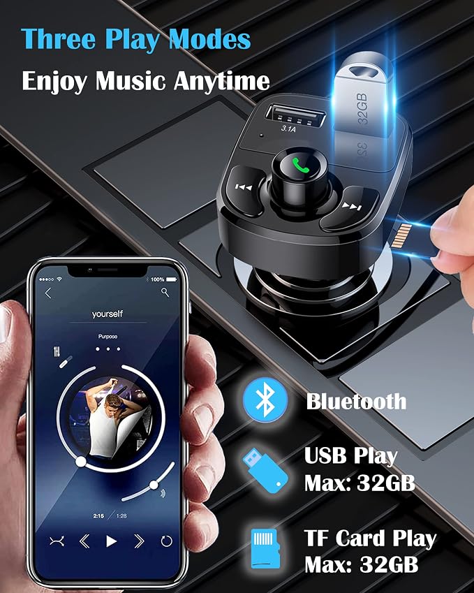Handsfree Call Car Charger, Wireless Bluetooth FM Transmitter Radio Receiver - Image 3