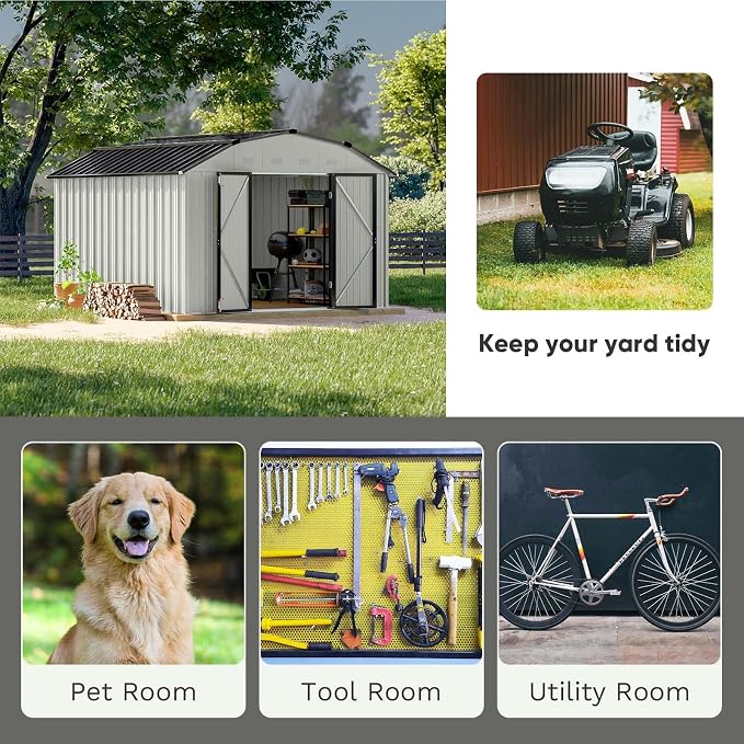 Patiowell 10 X 12 FT Barn Style Metal Storage Shed - Image 6