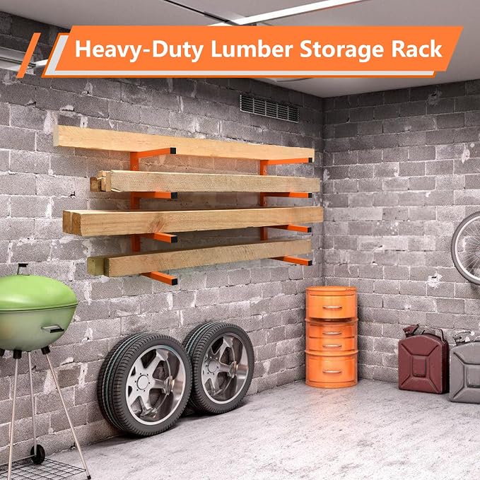 2 Pack Wood Organizer and Lumber Storage Rack Wall Mount, Heavy Duty Wood - Image 3