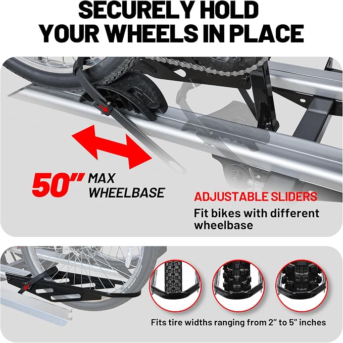 Hitch Mount Bike Rack with Ramp, 200 LB Capacity fits Cars, Trucks with 2 Inch - Image 6