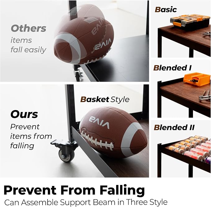 HOMEDANT House 5-Tier Metal Rolling Cart Shelf Rack Casters Heavy Duty - Image 5