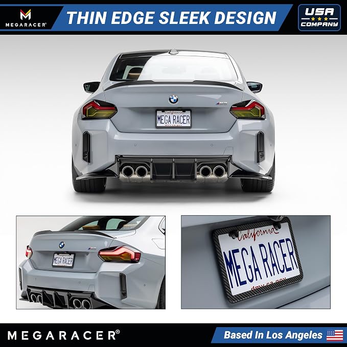 Premium Slim Carbon Fiber Design License Plate Frame – 1 Pack, Rust-Free - Image 3