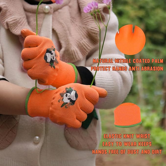 HANDLANDY 2 Pairs Kids Gardening Gloves, Toddler Children Garden Yard Work - Image 3