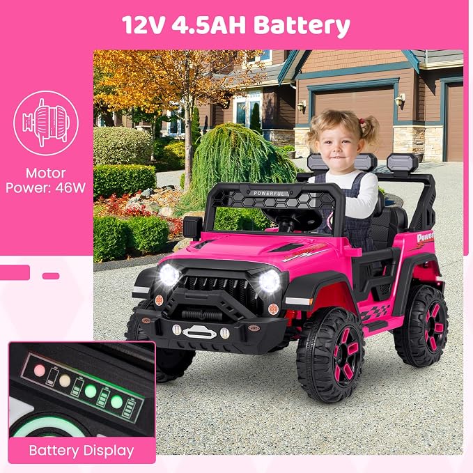 Costzon Kids Ride on Truck, 12V Electric Ride on Car - Image 9