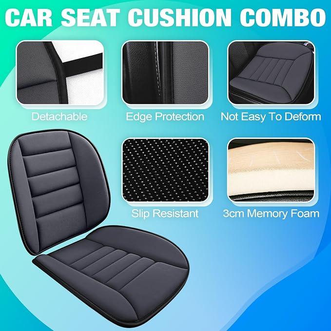 MYFAMIREA Car Seat Cushion and Lumbar Support Pillow 1.2'' Thick Memory Foam - Image 2