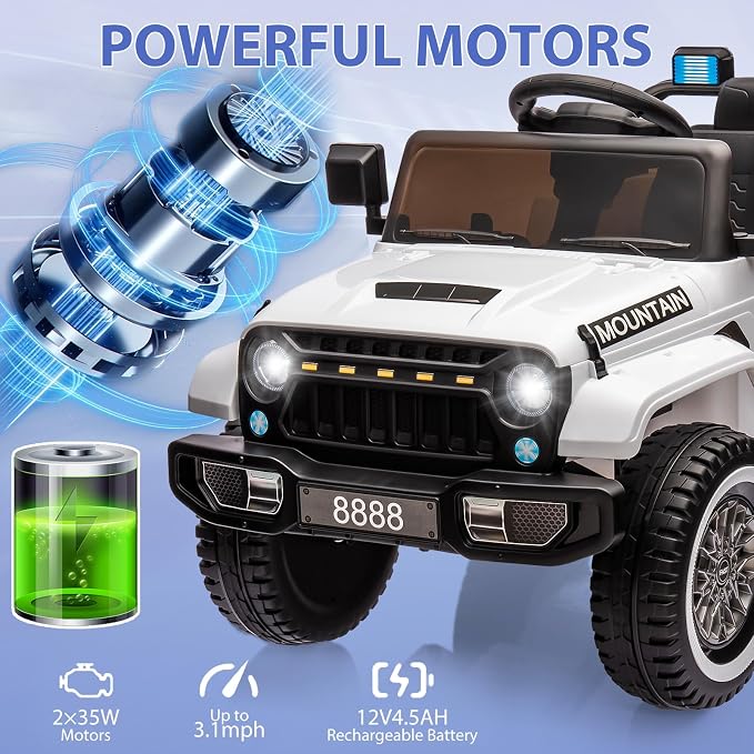 Hetoy 12V Kids Ride On Truck Car, Battery Powered Electric Car w/Parent Remote - Image 2