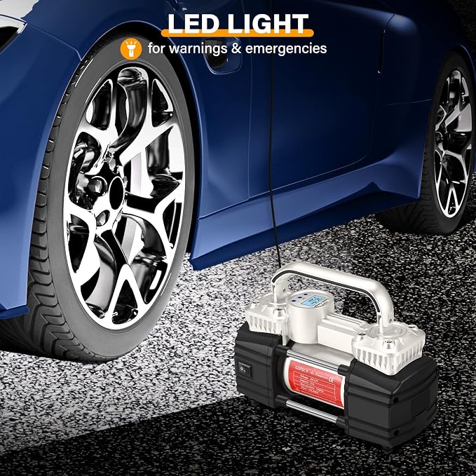 GSPSCN Digital Tire Inflator, Portable Toolbox 12V Air Compressor Pump Heavy - Image 5