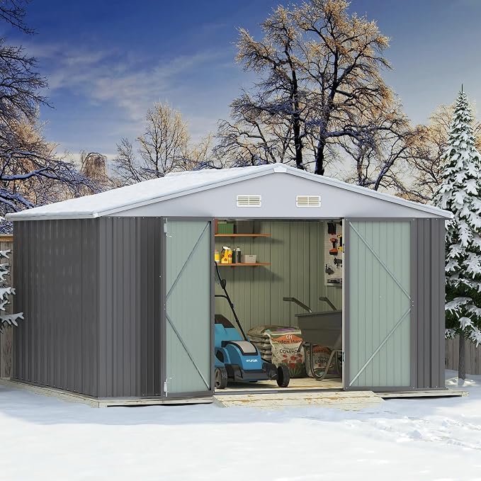 Greesum 10×8FT Outdoor Storage Shed, Metal Patio Storaged Sheds - Image 2
