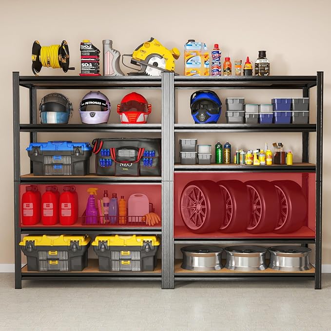 Garage Shelving Unit, 2550Lbs Heavy Duty 5-Tier Metal & Wood Adjustable Storage - Image 7