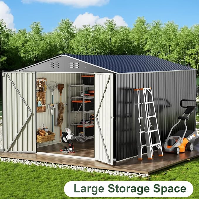 WKM 8X12 FT Outdoor Storage Shed, Utility Metal Tool Storage - Image 6