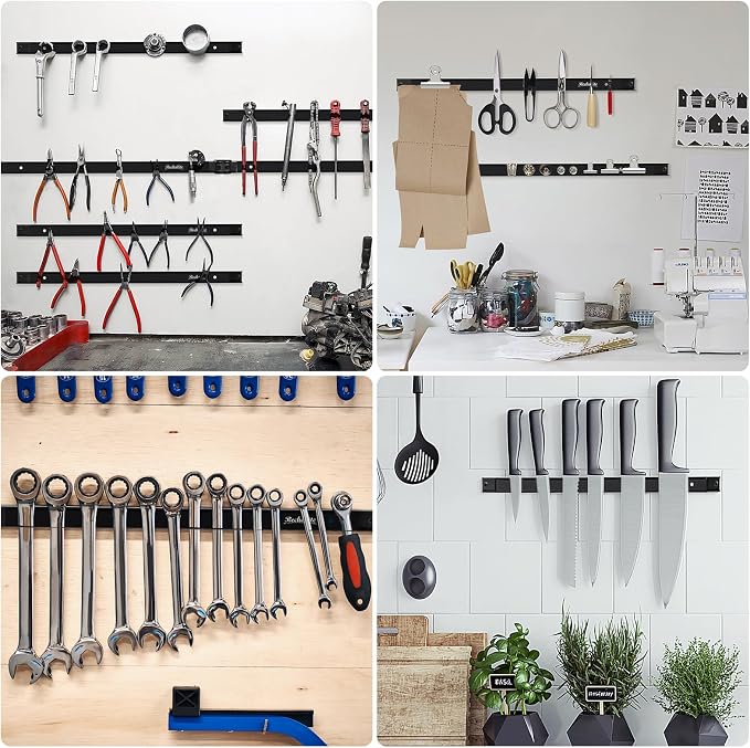 4 Pieces 18" Magnetic Tool Holder Strip, Metal Tool Organizer Rack - Image 6