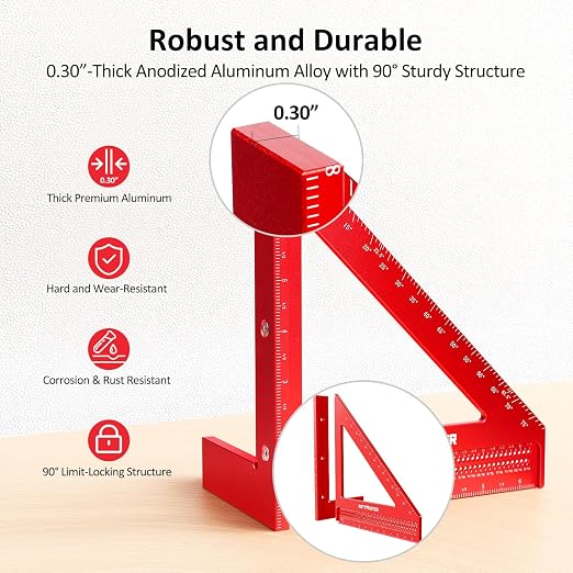 8 inch 3D Multi-Angle Measuring Square Ruler, WT103B High Precision Hole - Image 5
