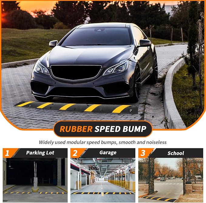 Heavy Duty Speed Bumps for Driveway, 2 Channel Modular Traffic Speed Bump Hump - Image 2