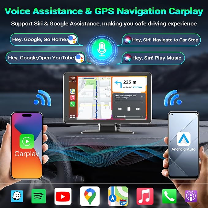 Carplay Screen for Car, Touchscreen CarPlay Dash Cam, Audio Receivers W/Mirror - Image 5