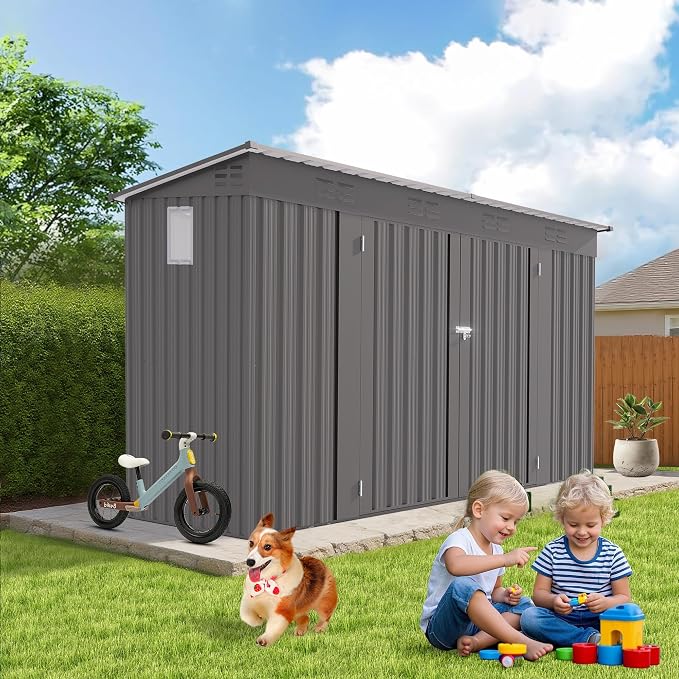 4x9 FT Outdoor Storage Shed, Metal Shed W/Window, Garden Storage Shed W/ 6 Air - Image 4