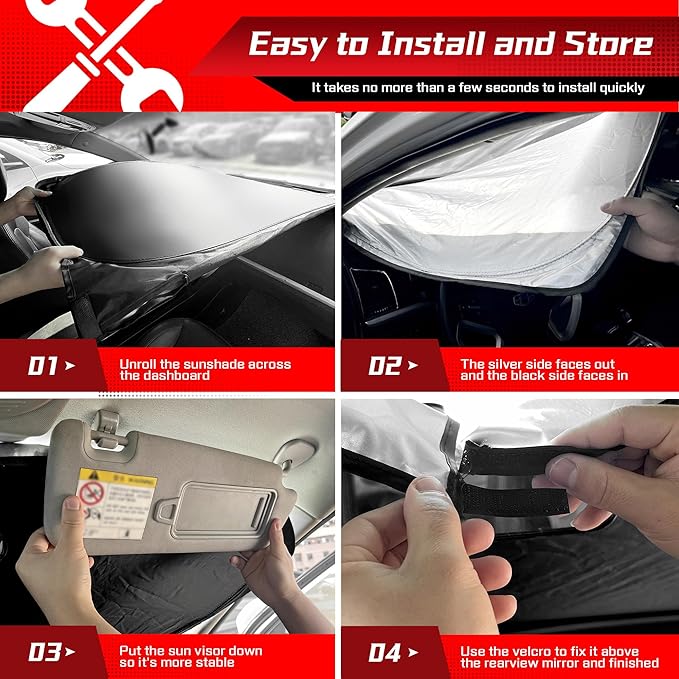 ARISMOTOR Windshield Sun Shade for Honda Pilot 2016-2024, Custom Fit Foldable - Image 6