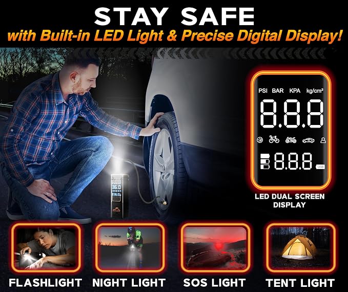 RoofPax Car Tire Inflator Portable Air Compressor 150 PSI Battery Powered 3x - Image 4