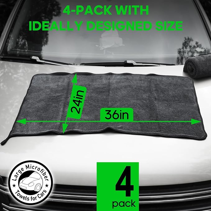 4 Pack Microfiber Towels Extra Large Ultra Absorbent Drying Towel - Image 3