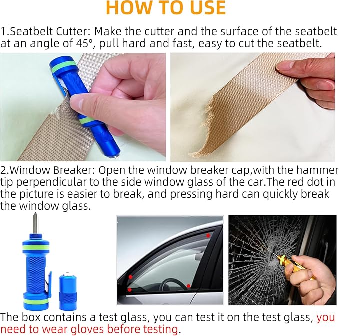 Allelic Car Window Breaker Tool, Window Breaker Seatbelt Cutter, Window Breaker - Image 5