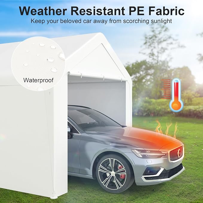 Carport, 10‘ x 20’ Heavy Duty Portable Garage All-Season Car Canopy w/Removable - Image 4
