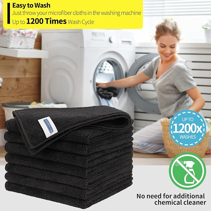 HOMERHYME Premium Microfiber Cleaning Cloth, 8 Pack, 12.6" x 12.6" Cleaning - Image 6