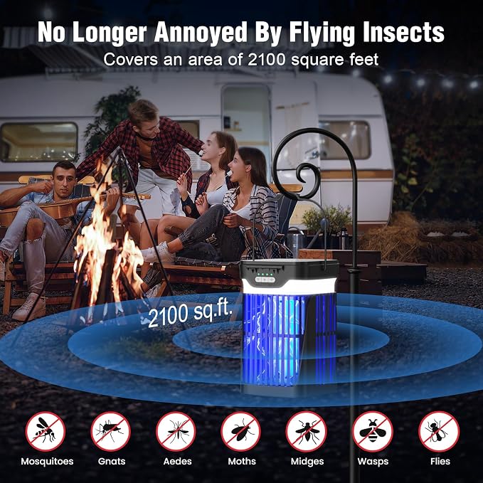 Solar Bug Zapper Outdoor and Indoor, Dual Folding Solar Panel - Image 3