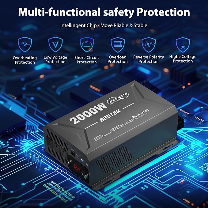 2000 Watt Pure Sine Wave Power Inverter, 12V DC to 110/120V AC Inverter - Image 5