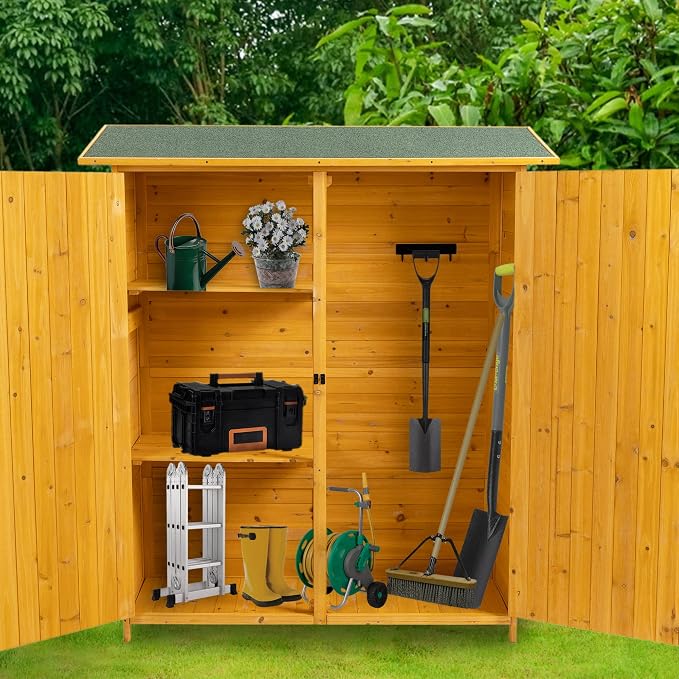 56" L x 19.5" W x 64" H Outdoor Wooden Storage Shed - Image 3