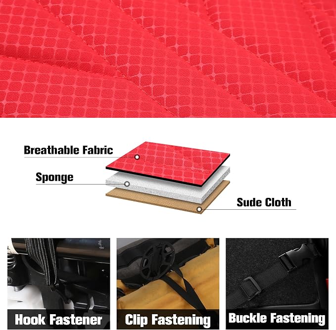 CAROMOP Luxury Faux Leather&Fabric Car Seat Covers Full Set - Image 5