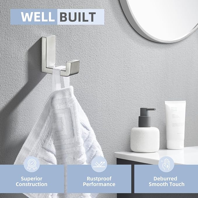 Angle Simple Towel Hook for Bathroom, SUS 304 Stainless Steel Shower Robe Coat - Image 4