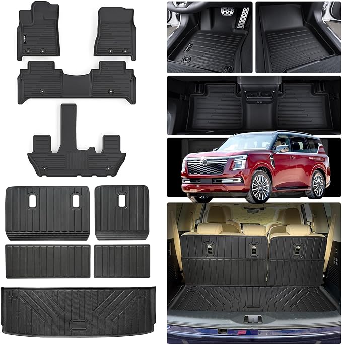 Floor Mat for 2025 Nissan Armada Only Suit for 7 Seats, TPE All Weather by AltraVosAllWeatherCarMats