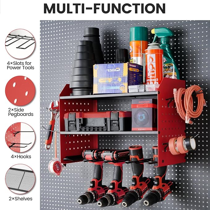 TRZZ Power Tool Organizer Wall Mount, 3-Layer Drill Holder - Image 2
