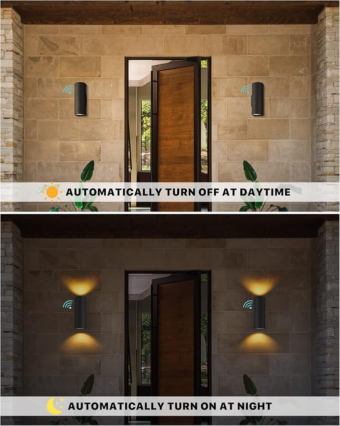 Ken & Ricky Outdoor Wall Light, Dusk to Dawn Sensor Exterior Light Fixture - Image 2