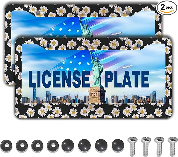 License Plate Protector Black and White License Plate Frames White Daisy Black by Unknown