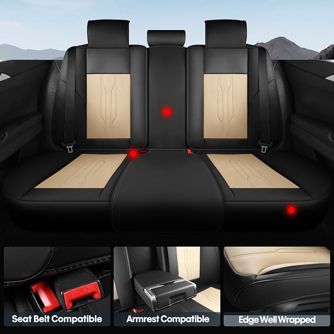 AOOG Car Seat Covers Full Set, Leather Seat Covers - Image 3
