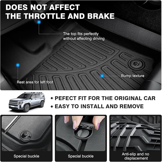 Powerty Floor Mats for 2021-2023 Hyundai Santa Fe 5 Seats, Custom Fit for - Image 4