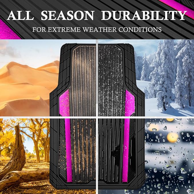 CAR PASS Heavy Duty Rubber Car Mats Metallic, Aluminum Film All Weather Floor - Image 3