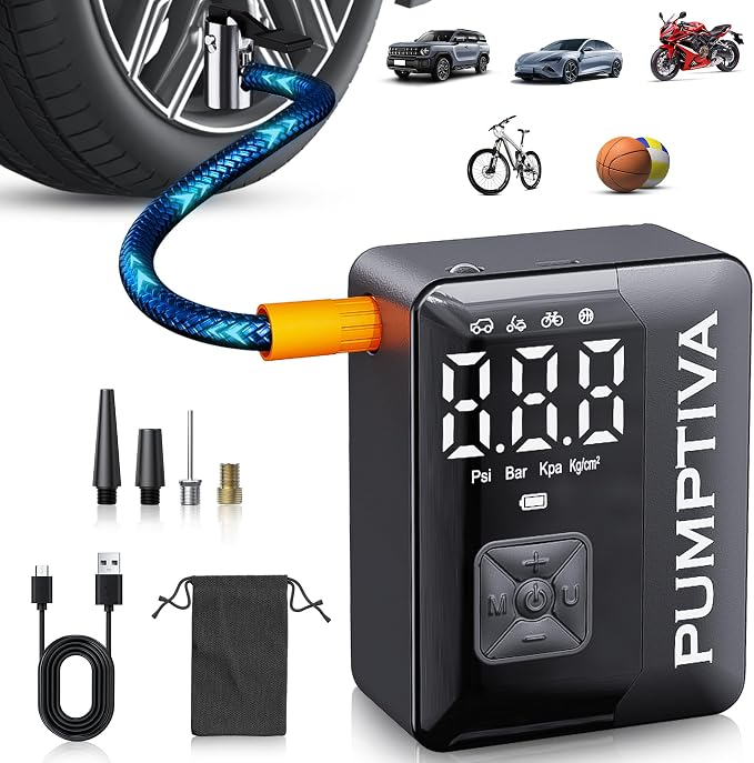 Tire Inflator Portable Air Compressor, 150 PSI Portable Electric Bike Pump Auto - Image 9