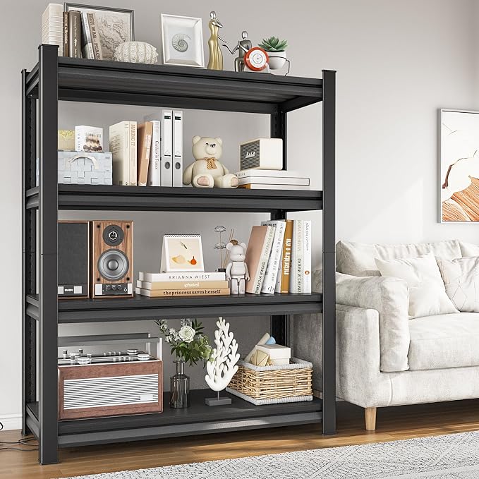 4-Tier Heavy Duty Metal Shelves, Industrial Style, Heavy-Duty Garage Storage - Image 2