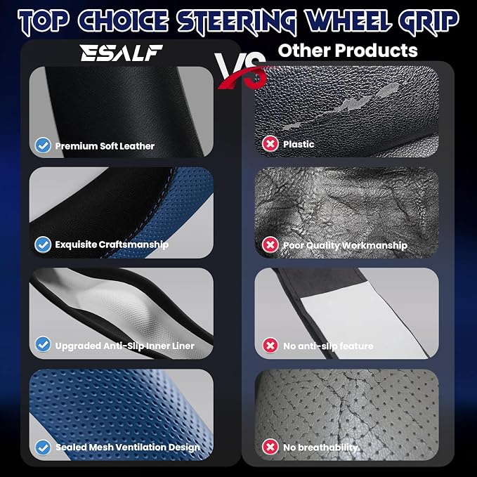 Soft Leather Steering Wheel Cover - Image 2