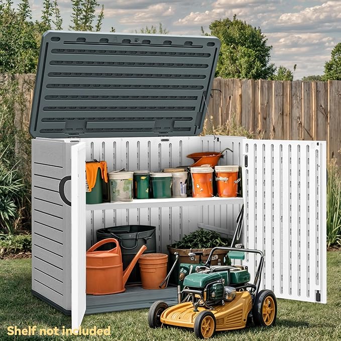 DWVO Outdoor Storage Shed, Weatherproof Resin, 35 Cu Ft Capacity, Horizontal - Image 2