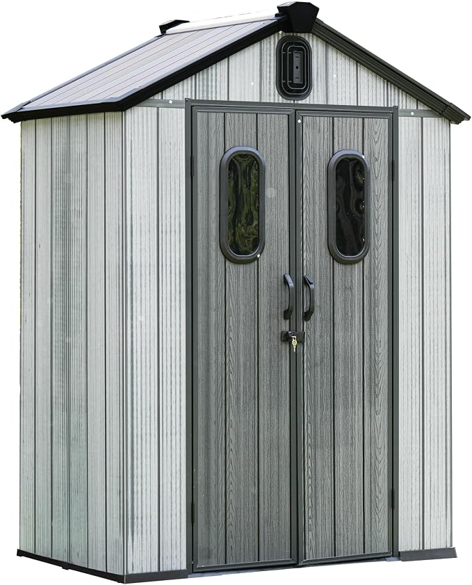 Domi 5x3 FT Outdoor Resin Storage Shed, All-Weather Double-Wall Storage Building by domioutdoorliving