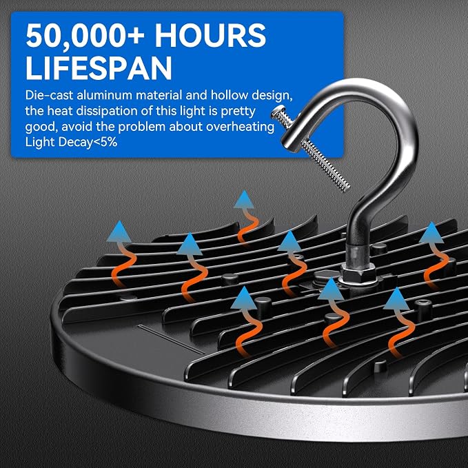 4 Pack UFO LED High Bay Light 150W, 5000K Daylight High Bay LED Shop Lights - Image 4
