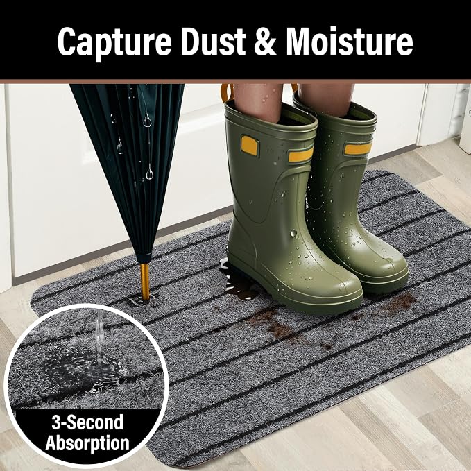 LotFancy 2-Pack Waterproof Front Door Mat 17"x30" Indoor/Outdoor, Non-Slip - Image 4