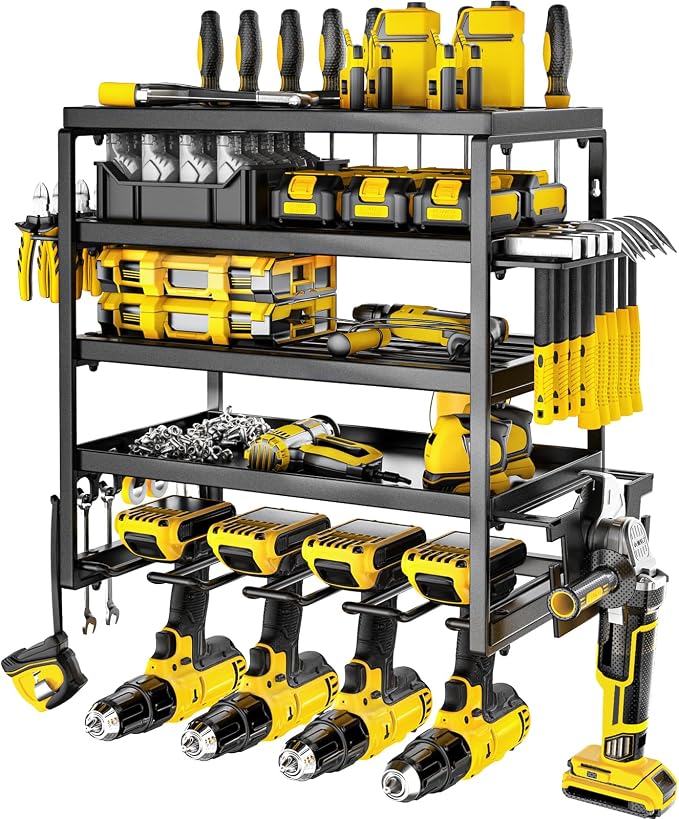 Power Tool Organizer, 5 Layer Drill Holders Wall Mount, Heavy Duty Metal by JSYONII