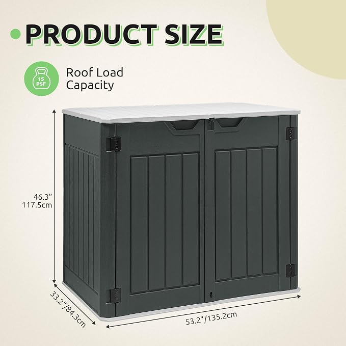 GOOBED 4.5x4ft Outdoor Horizontal Resin Storage Shed, 47 cuft Large Waterproof - Image 7