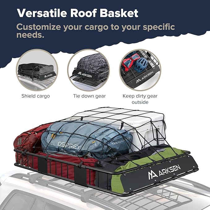 ARKSEN 64 x 50 x 6 Inch Universal Extra Wide 150LB Heavy Duty Roof Rack Cargo - Image 3