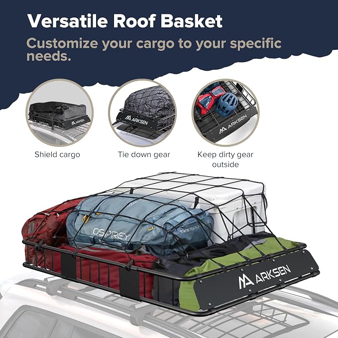 ARKSEN 64 x 50 x 6 Inch Universal Extra Wide 150LB Heavy Duty Roof Rack Cargo - Image 3